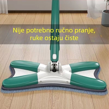 Butterfly mop bez dodirivanja za kućnu upotrebu, čišćenje jednim potezom, mokro i suho dvostruko korištenje, X-oblikovani plosnati mop s krpom od mikrovlakana