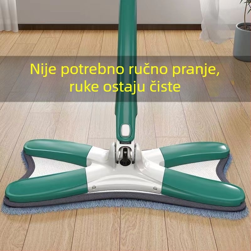 Butterfly mop bez dodirivanja za kućnu upotrebu, čišćenje jednim potezom, mokro i suho dvostruko korištenje, X-oblikovani plosnati mop s krpom od mikrovlakana