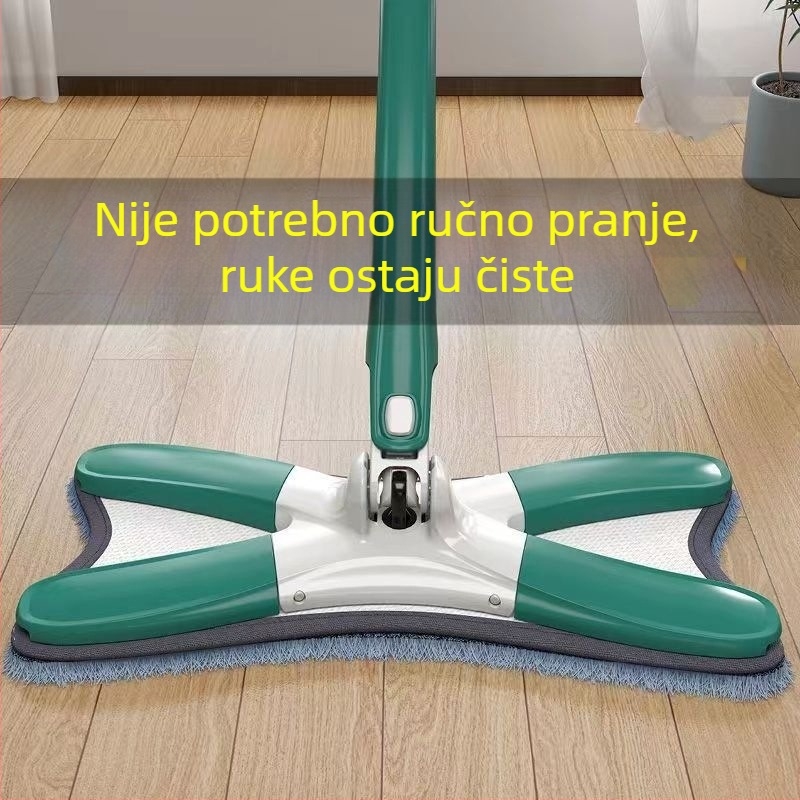 Butterfly mop bez dodirivanja za kućnu upotrebu, čišćenje jednim potezom, mokro i suho dvostruko korištenje, X-oblikovani plosnati mop s krpom od mikrovlakana