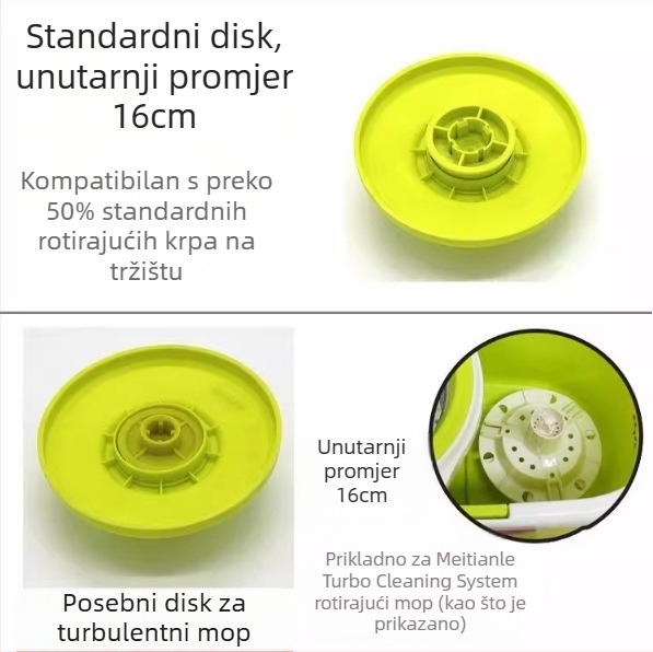 Meitianle Rotirajuća šipka za mop, teleskopska od nehrđajućeg čelika, ojačana konstrukcija, dodaci za mop