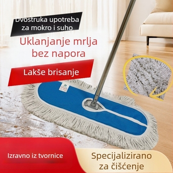 Prilagođeni veliki ravni mop za prašinu s mrežastom tkaninom u četiri boje i proširenim pamucnim koncem za upravljanje nekretninama, škole, komercijalnu i kućnu upotrebu