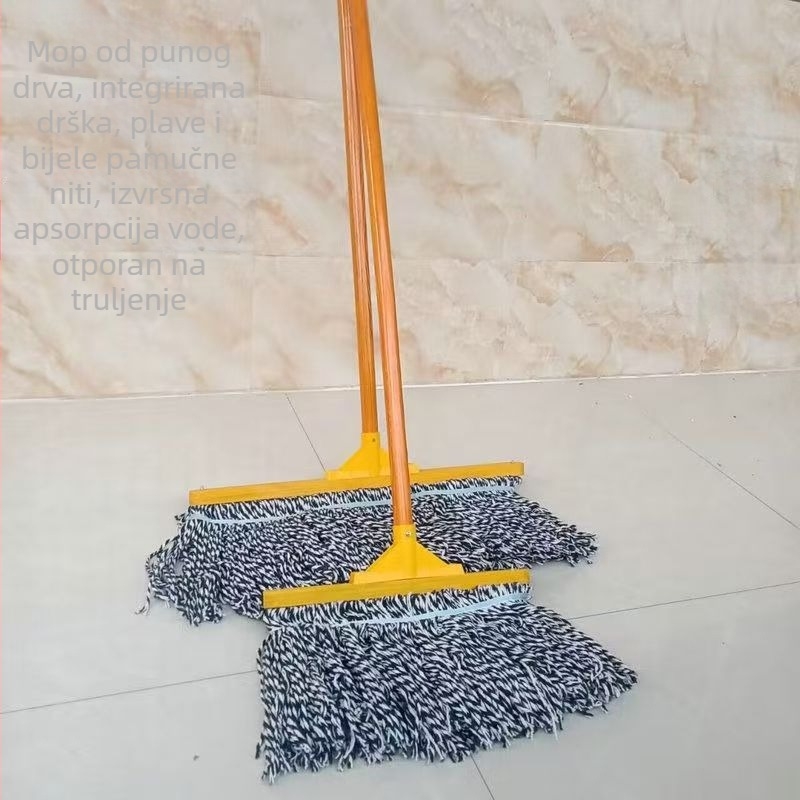 Plošni mop s pamukom i nehrđajućim čeličnim štapom, za kućno i radionično čišćenje