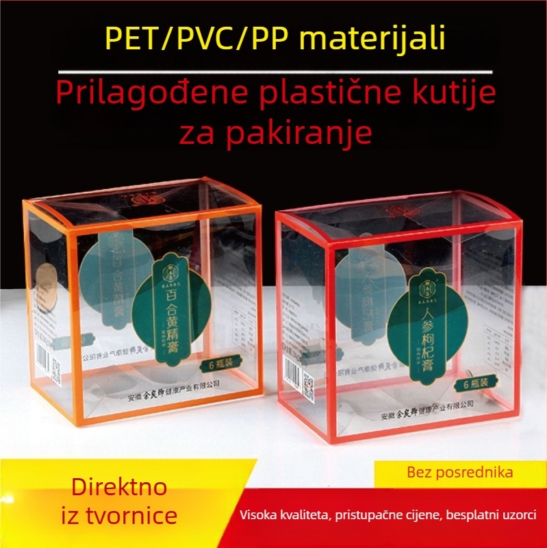 Prilagodljiva PVC kutija za pakiranje s prozirnim PET umetkom, mat PP plastična kutija, blister pakiranje za kavu, hranu i igračke, sklopiva kutija