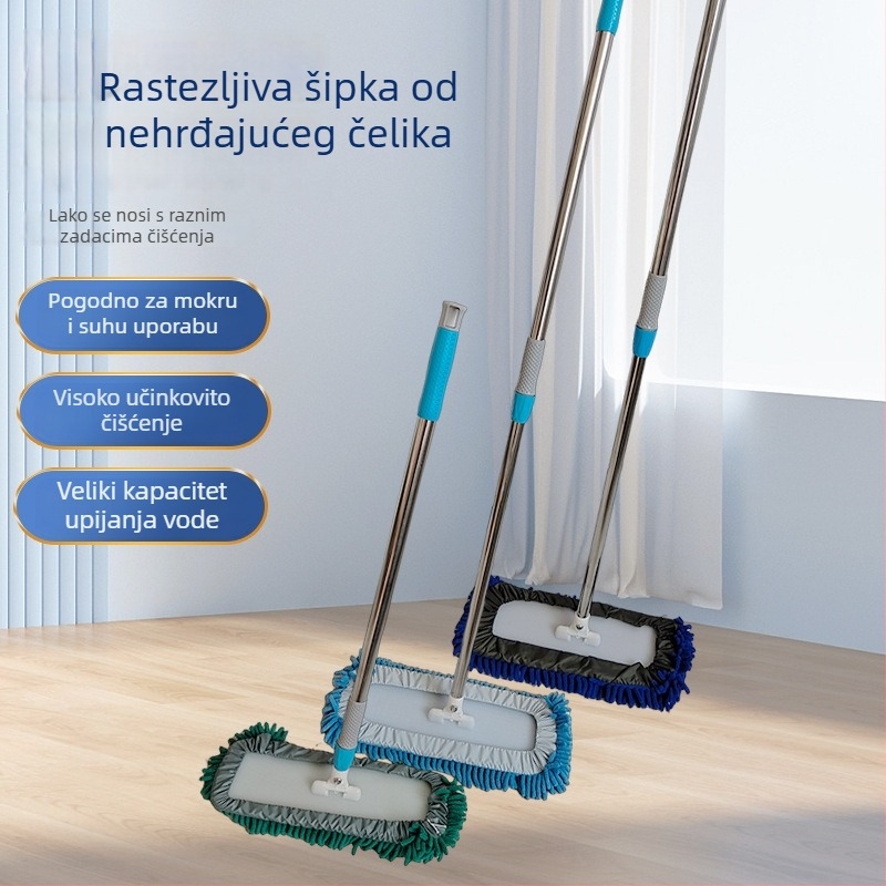 Chenille ravni mop za kućnu upotrebu – velik mop za mokro i suho čišćenje drvenih podova i pločica