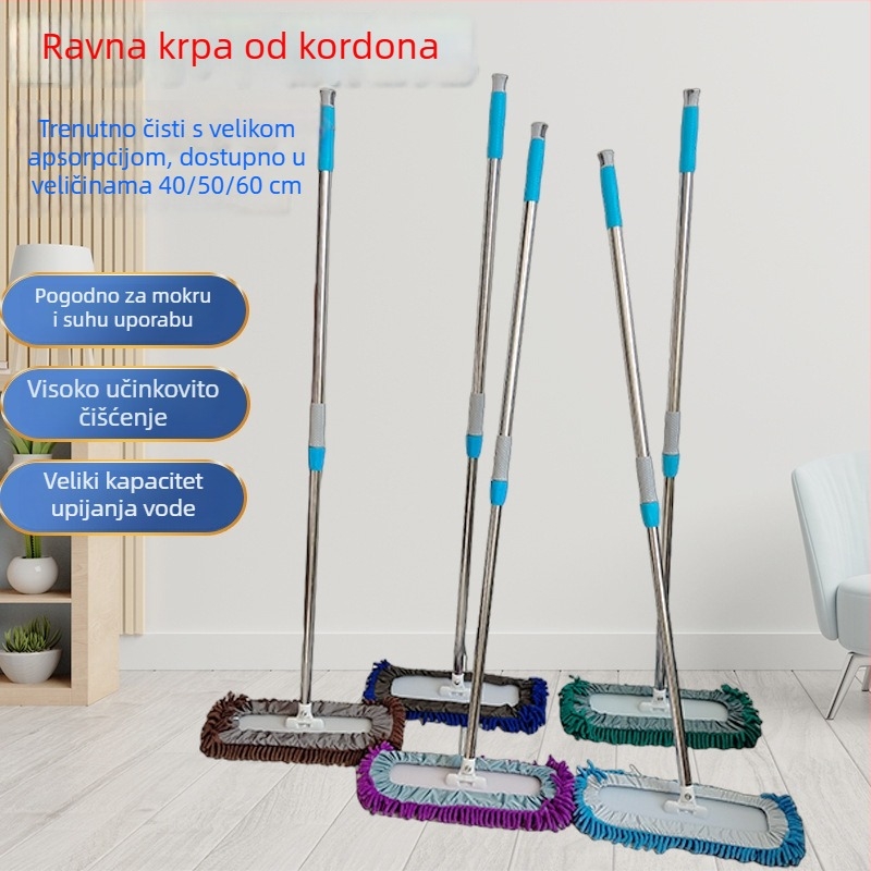 Chenille ravni mop za kućnu upotrebu – velik mop za mokro i suho čišćenje drvenih podova i pločica