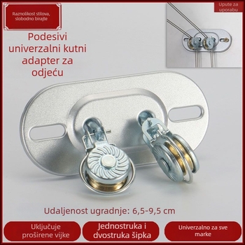 Ručni podesivi sušilo za odjeću s dvostrukim šipkama i čeličnom pločom, adapter kut bez bušenja, dodatna oprema za balkon, univerzalni kotači