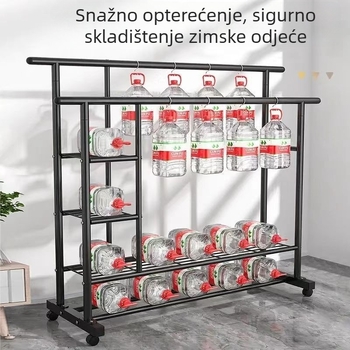 Stalak za odjeću s dvostrukom šipkom, podni stojeći, kućna upotreba, minimalistički dizajn