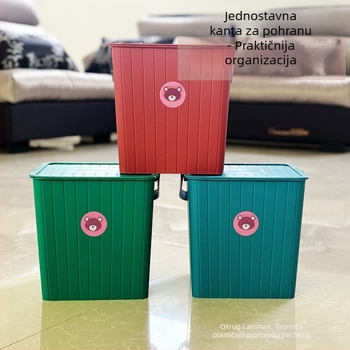 Plastični spremnik za djecu s poklopcem i sjedalom – crtić dizajn, prijenosni organizator za vanjske i kućne prostore