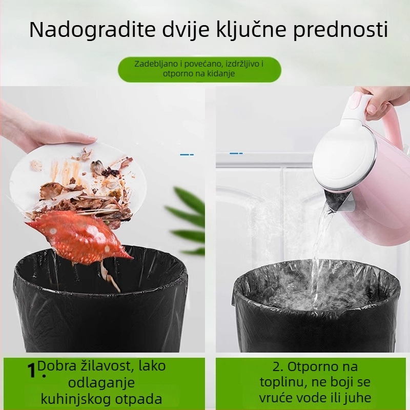 Crne vreće za kućnu upotrebu, ojačane, srednje i velike veličine, s ručkom, jednokratne plastične vrećice za kuhinju