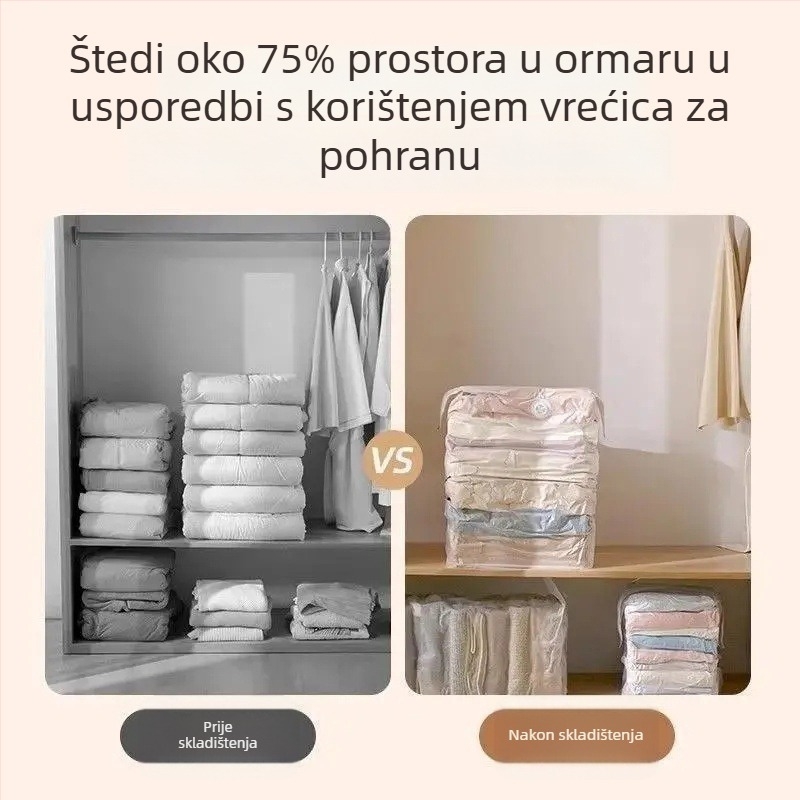 X vakuumska vrećica za 3D kompresiju, bez pumpe, dvostruka uporaba, prozirna, velikog kapaciteta, otporna na vlagu