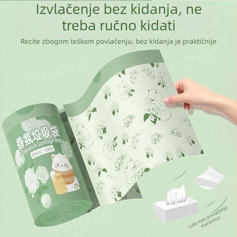 100 paketa vrećica za kućnu upotrebu, s vrpcom, otporne na kidanje, velikog kapaciteta, za kuhinjski otpad, ekstra debele