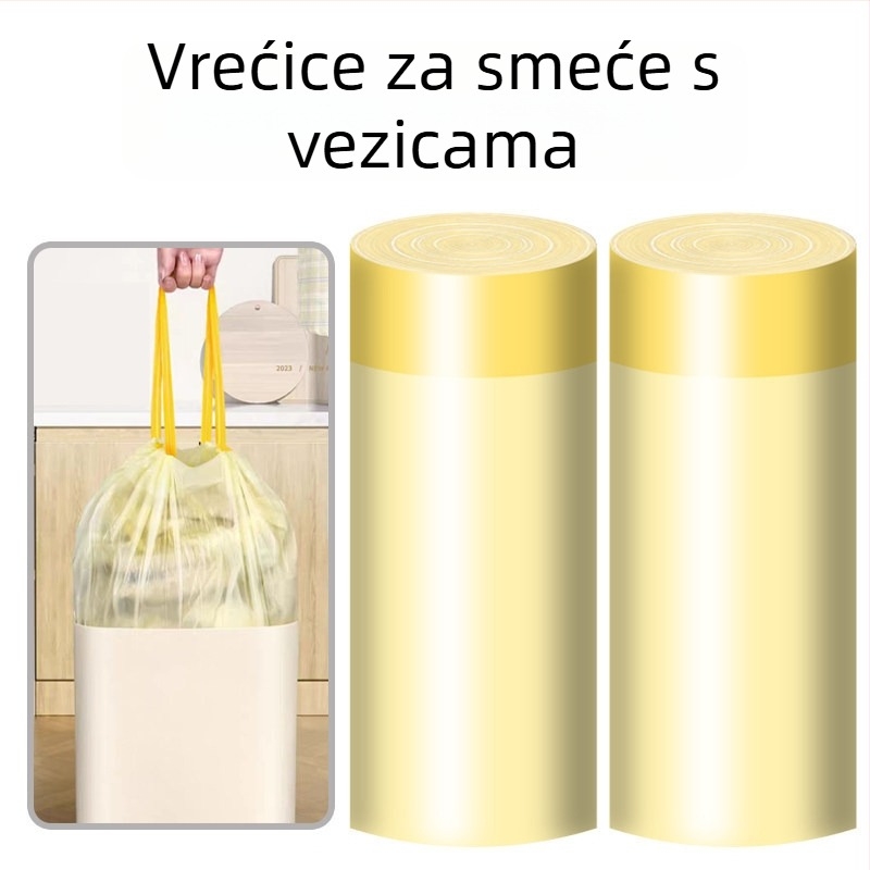 100 komada kućanskih vrećica za smeće s vrpcom, velike veličine, debeli, za kuhinjske otpadke