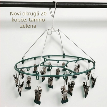 Višenamjenski stalak za sušenje odjeće od nehrđajućeg čelika, ojačan i debeo, okretni, otporan na vjetar, protuklizni, za čarape, donje rublje i bebinu odjeću