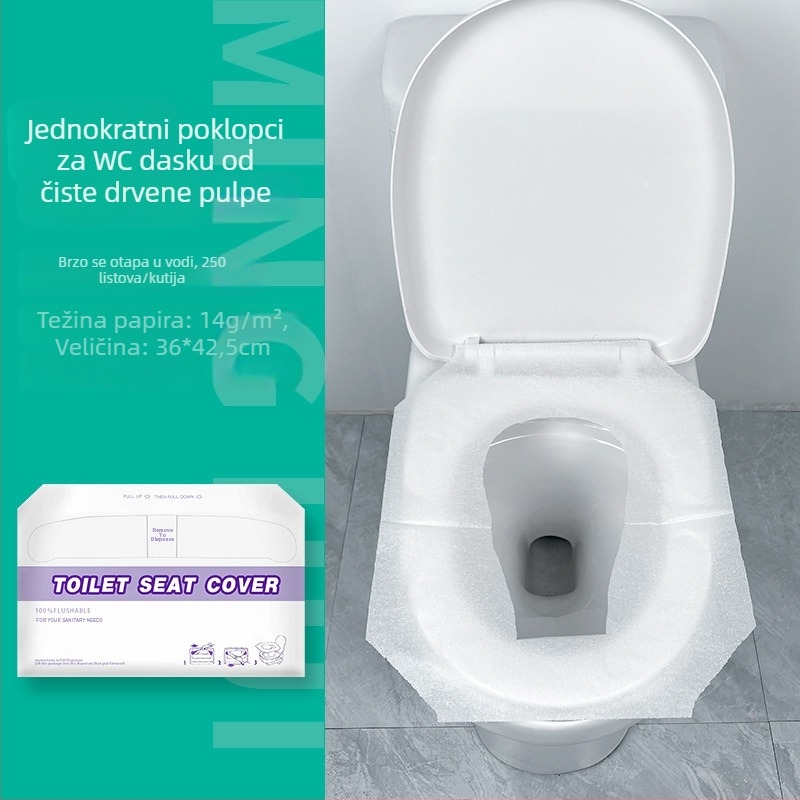 Jednokratne navlake za sjedalo toaleta, otopive u vodi, 14 g drvene celuloze, 250 komada, za hotelsku uporabu