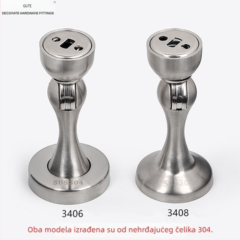 Gut 304 nehrđajući čelik – magnetski držač vrata za kupaonicu, otporan na hrđu, zidni, brušeni završni sloj, modeli 3406/3408.