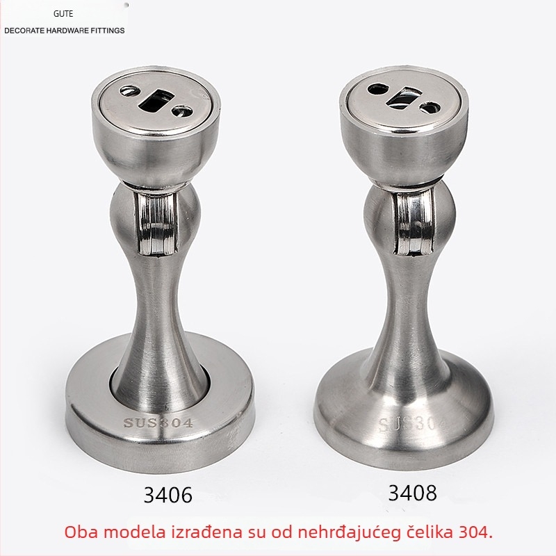 Gut 304 nehrđajući čelik – magnetski držač vrata za kupaonicu, otporan na hrđu, zidni, brušeni završni sloj, modeli 3406/3408.