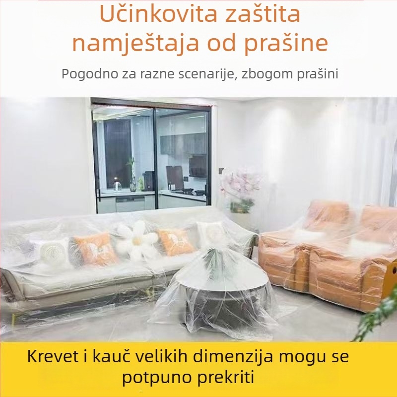 Navlaka za kauč na razvlačenje s potpuno pokrivanje, zaštita od prašine, elastični rub, velika veličina