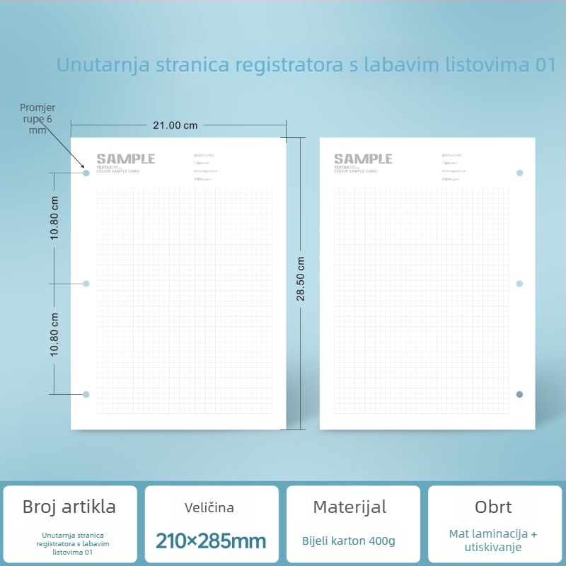 A4 registrator s šarenim omotom i ispisanim logom, bušen za dokumente, spise, priručnike i uzorke knjiga