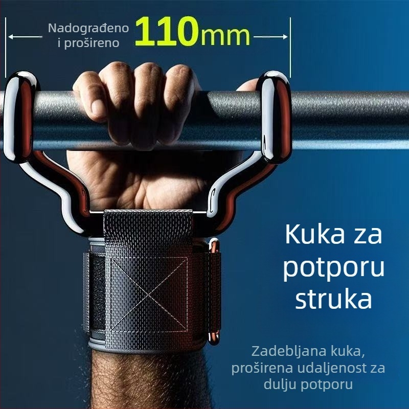 Rukavice za podršku zgloba za zgibove s pomoćnim kukom, protuklizni grip za mrtvo dizanje, unisex
