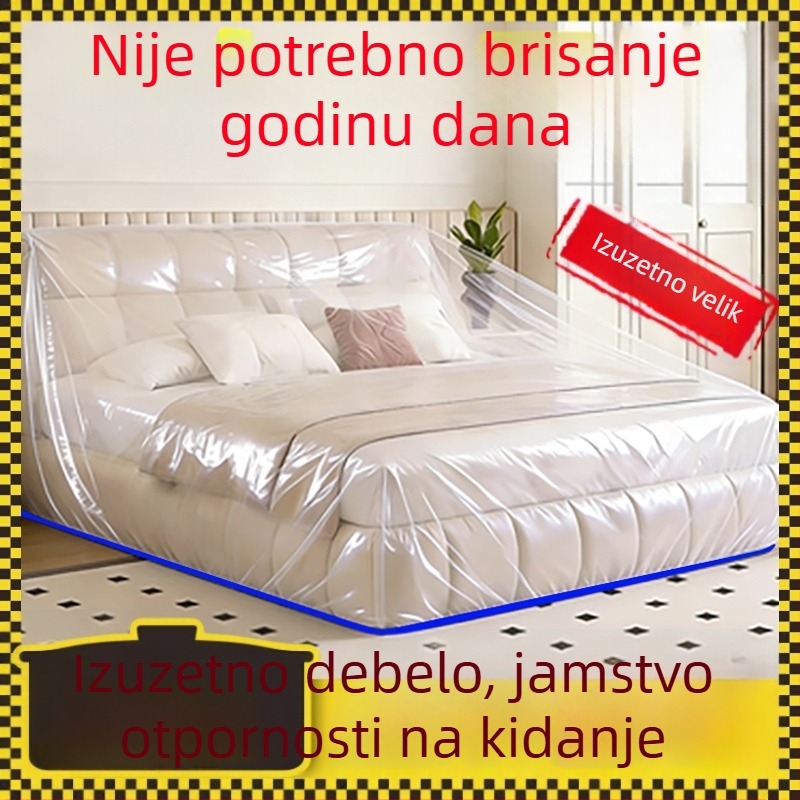 Debeli jednokratni zaštitni pokrivač za krevete i kauče, plastični zaštitni film za renovacije, prilagodljivi zaštitni film protiv prašine