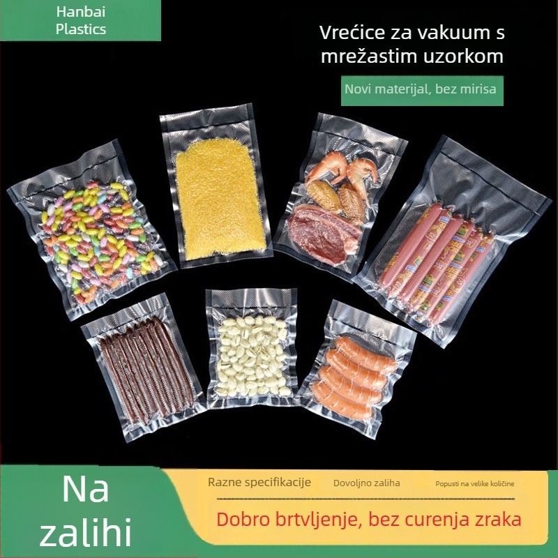 Vreće za vakuum s mrežastim uzorkom za pakiranje hrane, vreće za vakuum prehrambene kvalitete, kompatibilne s mašinama za pečaćenje, za čuvanje kuhanih namirnica