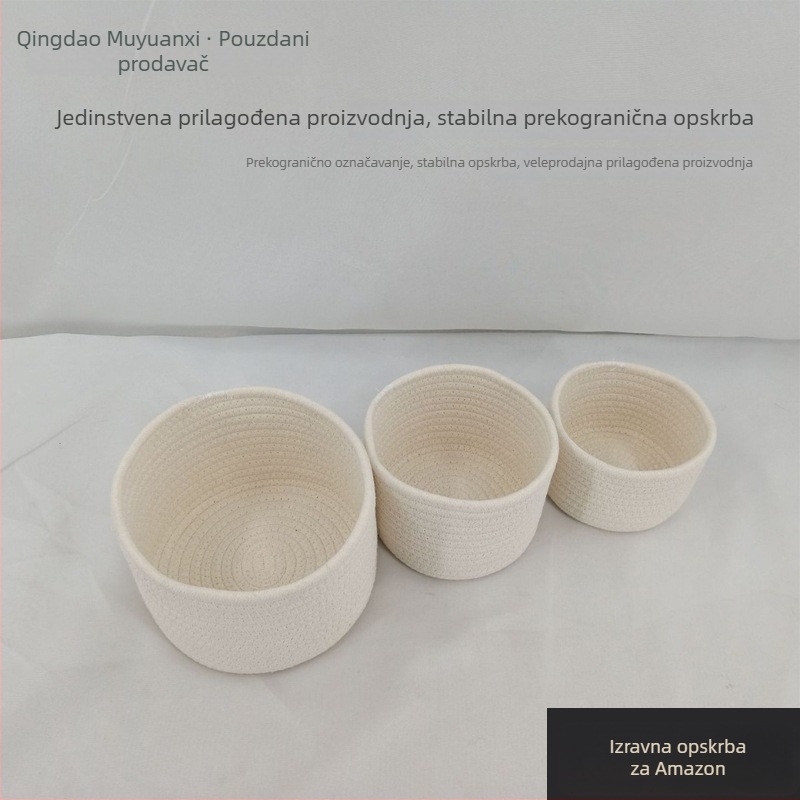 Set košara za pohranu od pamukovog užeta — tri velike košare za pohranu