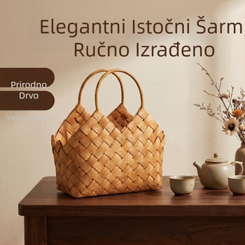 Nova kineska stil, ručno pletena košarica od drvenih čipova za Mooncakes i Zongzi u pakiranje darova