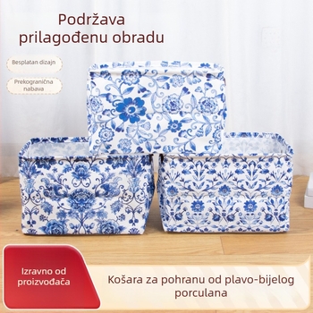 Prilagodljiva sklopiva košara za pohranu u plavo-bijelom porcelanskom kineskom stilu, za kućnu odjeću
