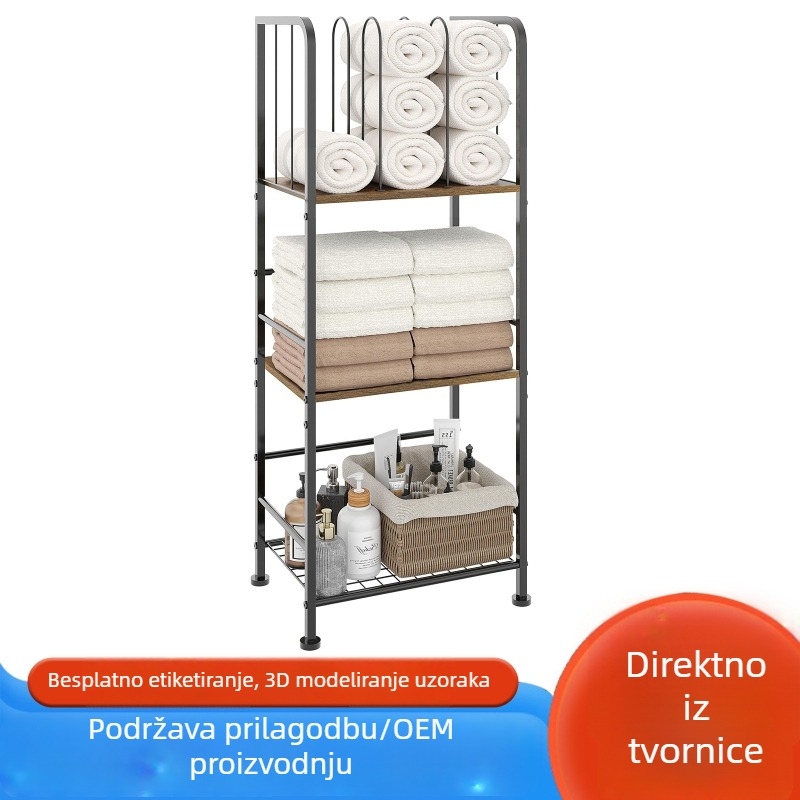 Trojezonski podni stalak za ručnike od kovanog željeza za kupaonicu i dnevni boravak