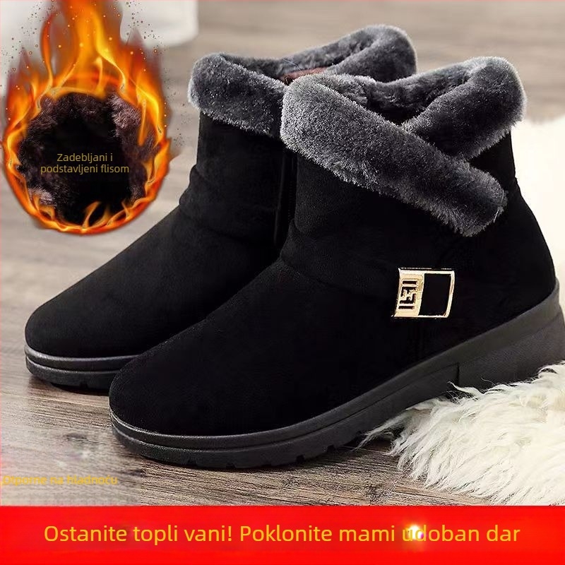 Zimske slip-on cipele s podstavom od umjetnog pliša, tople, protuklizne, debeli potplat, za žene srednje i starije dobi