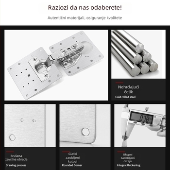 Vinoda ploča za popravak šarki vrata, nehrđajući čelik, fiksator i poravnanje šarke za panel vrata