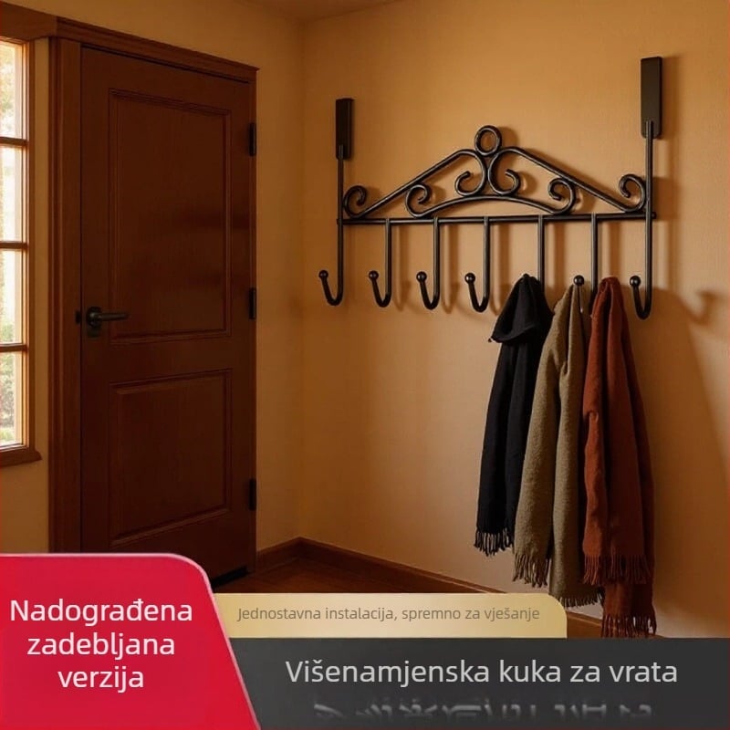 Vješalica za vrata bez tragova, snažna za odjeću i nosač za kapu, zidna montaža