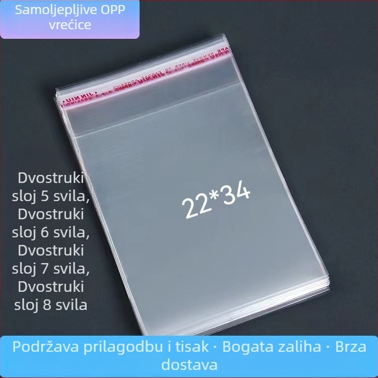 OPP samoljepljiva vrećica, 22×34 cm, za dokumente A4, vodootporna i otporna na prašinu, automatsko zatvaranje