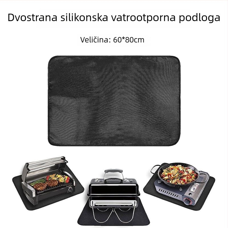 Vanjska protupožarna podloška za roštilj, dvostrano silikon-staklena vlakna površina, otporna na visoke temperature, toplinska izolacija, protivpožarna, otporna na mrlje, podna prostirka za kamine i roštilje