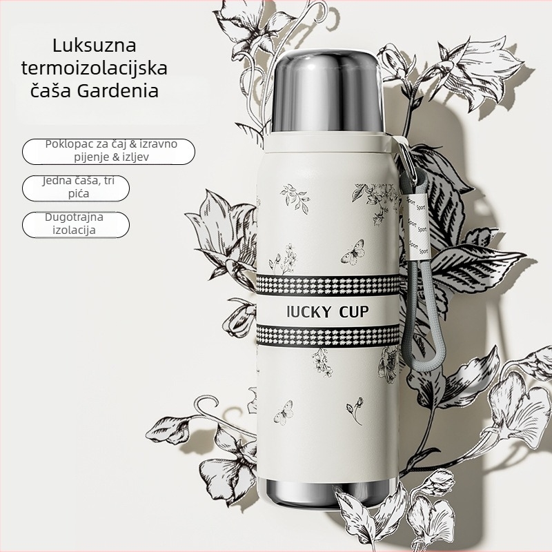 Gardenia pametna izolirana čaša s prikazom temperature, 316L nehrđajući čelik, velika kapaciteta, prijenosna za vanjsku upotrebu