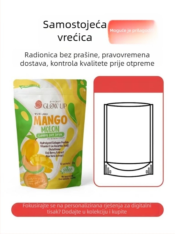 Prilagođene vodootporne vrećice za ambalažu s aluminijskom folijom, stand-up vrećica s osamstranim zatvaranjem za čaj, kavu i grickalice