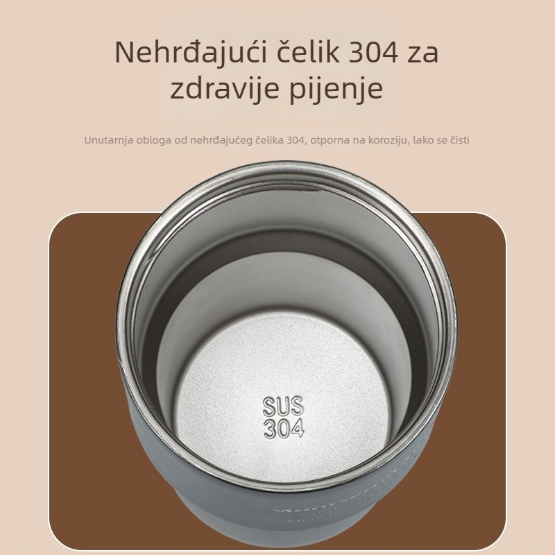 Termos šalica od 304 nehrđajućeg čelika sa slamkom, premium prijenosna šalica za kavu i mlijeko