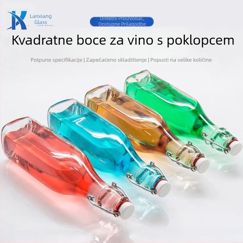 Lock&Lock staklena boca za vino – zatvorena, prozirna, debela boca za napitke, prazna za liker, mlijeko i sok; 60 ml okrugla, 250 ml, 500 ml, 1000 ml; Kraft papir opcije.