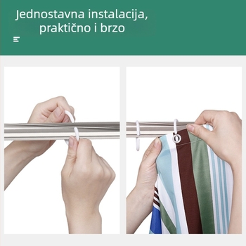 Plastične vješalice i prsteni za zavjese s PVC dijelovima, C-prsten i teleskopsku šipku za kupaonicu