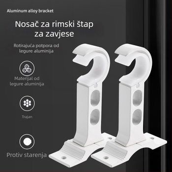 Rotirajući nosač zavjese, za romanski štap, čvrsta aluminijska legura, montaža s jedne ili obje strane