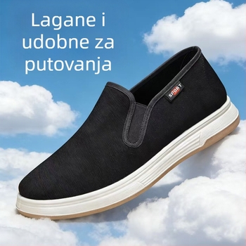 Muške platnene tenisice za proljeće i jesen, bez vezica, prozračne, lagane, s mekanom potplatom, jednobojne
