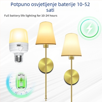 Prilagođena LED zidna svjetiljka s abažurom od zlatne tkanine, bez kablova, regulirana jačina svjetla, za hotele i hodnike