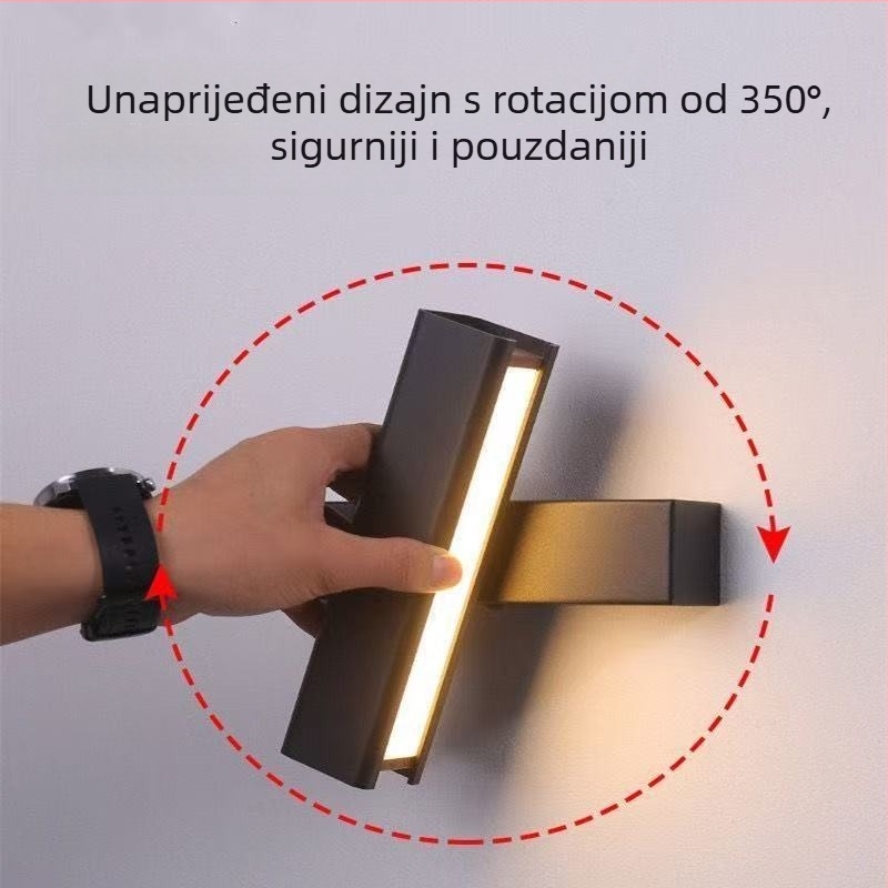 Rotirajuća noćna zidna lampica za spavaću sobu i dnevni boravak, ambijentalno osvjetljenje, minimalističko–moderni dizajn