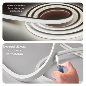 Fleksibilna silikon LED traka, savitljiva ugrađena LED traka, 12/24/220 V, IP65, 120 LED-a (2835)