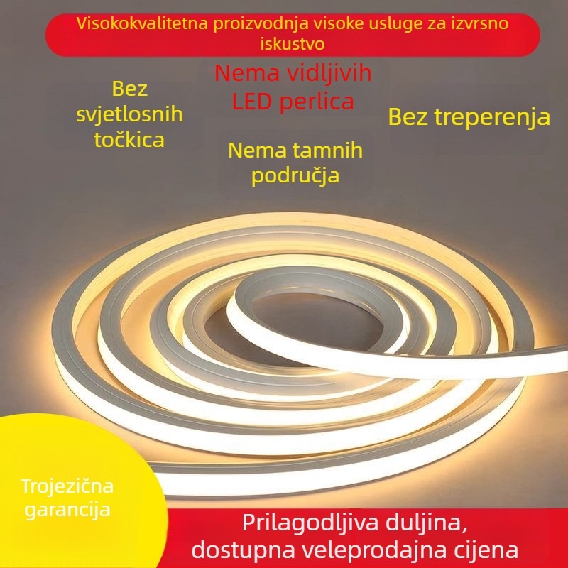 Fleksibilna silikon LED traka, savitljiva ugrađena LED traka, 12/24/220 V, IP65, 120 LED-a (2835)