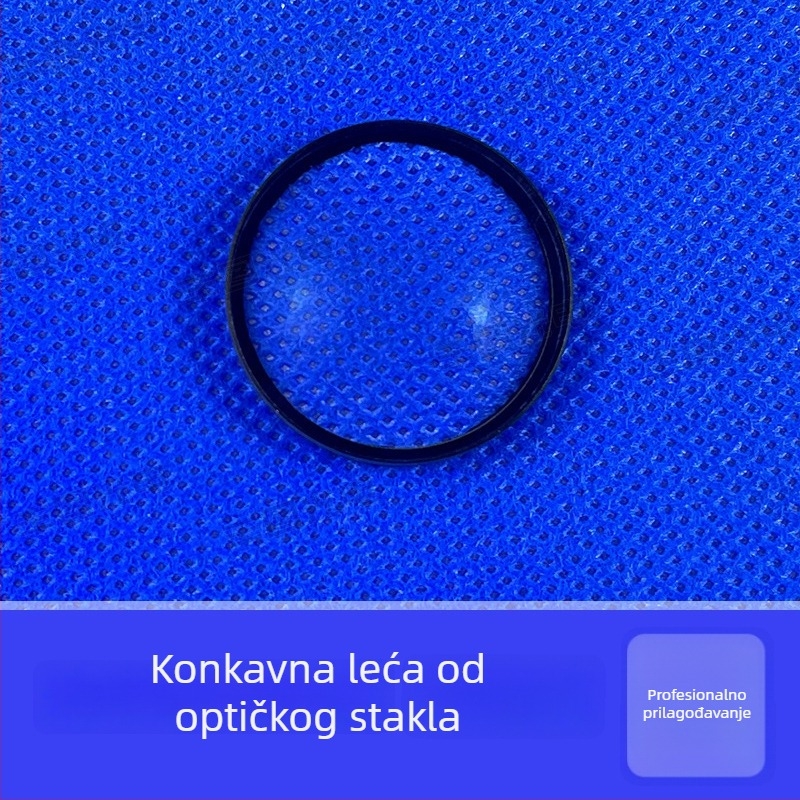 Konkavna leća promjera 28 mm, žarišna duljina −60 mm, optičko staklo, leća s dvostrukim prizmom za studentske eksperimente