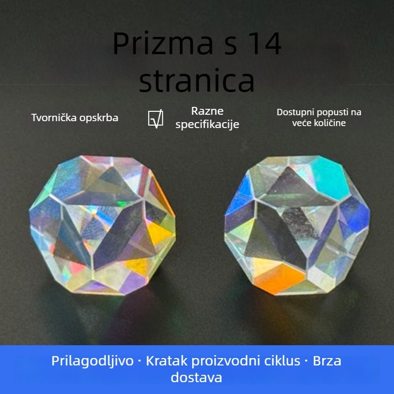 14-strani mnogostrani sun catcher s kristalnom prizmom i optičkim staklom otporim na otiske prstiju