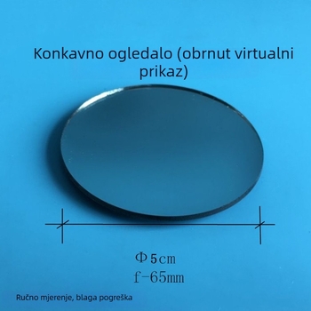 Optički set od pet dijelova za djecu: konveksno ogledalo, trouglasti prizma, konkavno ogledalo, konkavna leća i konveksna leća