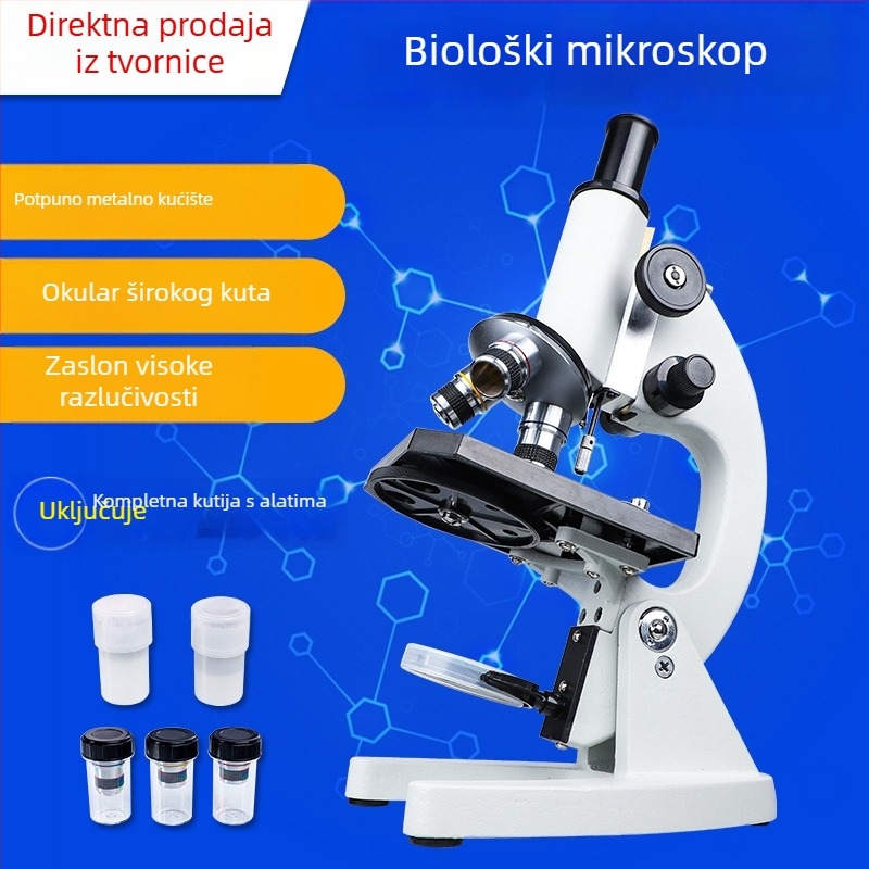 Biološki mikroskop s HD optikom, povećanja 1000x, 640x i 1600x za znanstvene eksperimente i nastavu