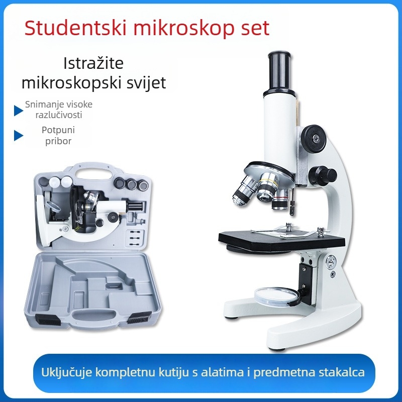 Biološki mikroskop s HD optikom, povećanja 1000x, 640x i 1600x za znanstvene eksperimente i nastavu